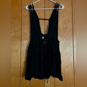 Pre-owned ASOS Black Sleeveless pinafore dress with Strappy Back - US size 6